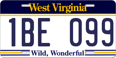 WV license plate 1BE099