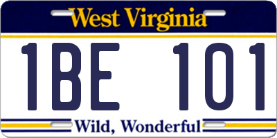 WV license plate 1BE101