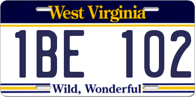 WV license plate 1BE102