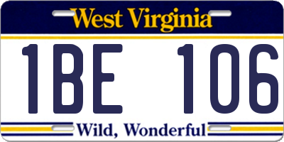 WV license plate 1BE106
