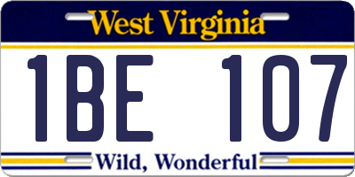 WV license plate 1BE107