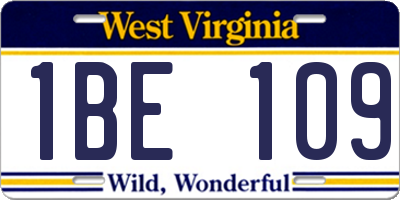 WV license plate 1BE109