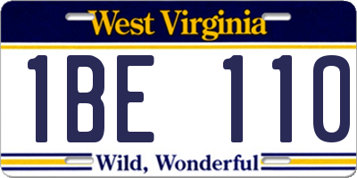 WV license plate 1BE110