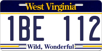 WV license plate 1BE112