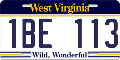 WV license plate 1BE113