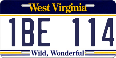 WV license plate 1BE114