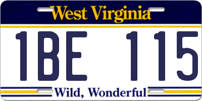 WV license plate 1BE115