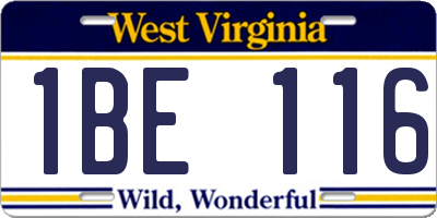 WV license plate 1BE116