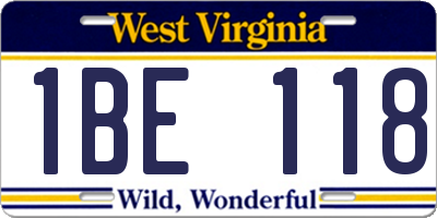 WV license plate 1BE118