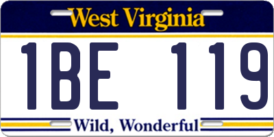 WV license plate 1BE119