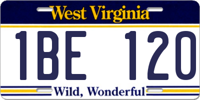WV license plate 1BE120