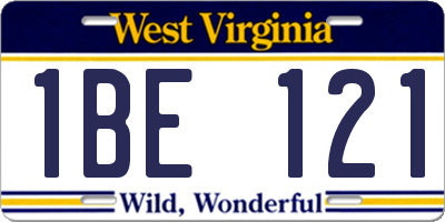 WV license plate 1BE121