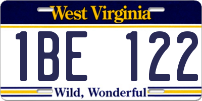 WV license plate 1BE122
