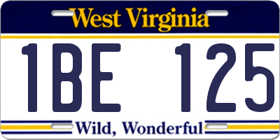 WV license plate 1BE125