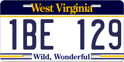 WV license plate 1BE129