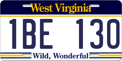 WV license plate 1BE130