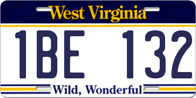 WV license plate 1BE132