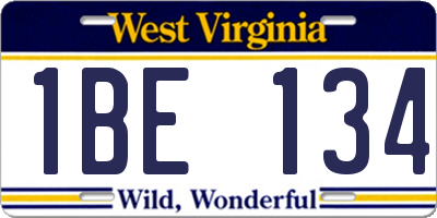 WV license plate 1BE134