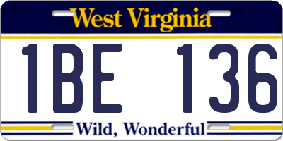 WV license plate 1BE136