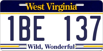 WV license plate 1BE137