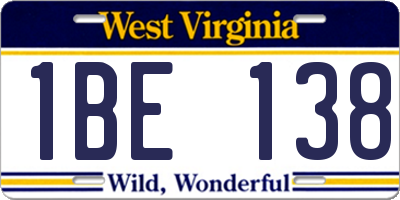 WV license plate 1BE138