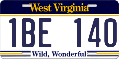 WV license plate 1BE140