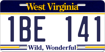 WV license plate 1BE141