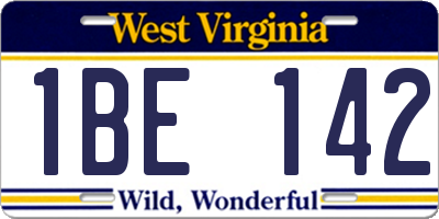 WV license plate 1BE142
