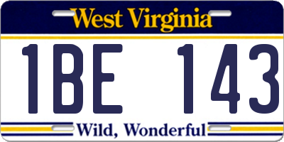 WV license plate 1BE143