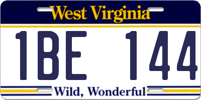WV license plate 1BE144