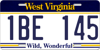 WV license plate 1BE145