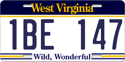 WV license plate 1BE147
