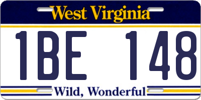 WV license plate 1BE148