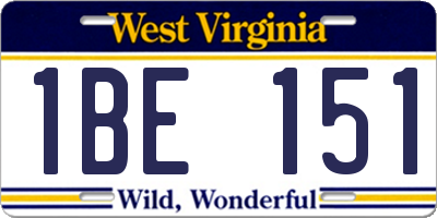 WV license plate 1BE151