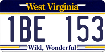 WV license plate 1BE153
