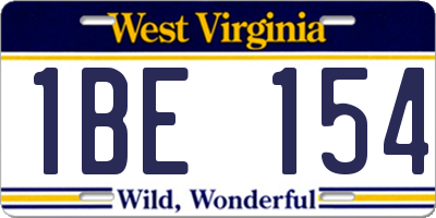 WV license plate 1BE154