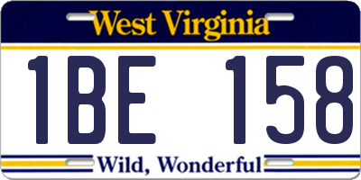 WV license plate 1BE158