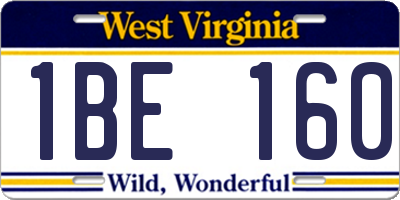 WV license plate 1BE160