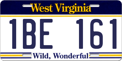 WV license plate 1BE161