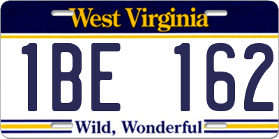 WV license plate 1BE162