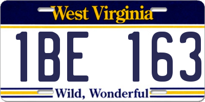 WV license plate 1BE163