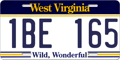 WV license plate 1BE165
