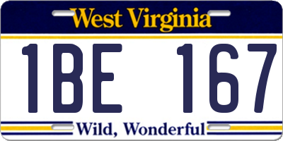 WV license plate 1BE167