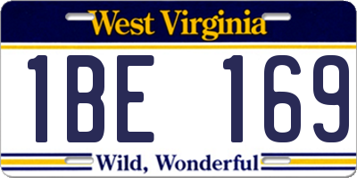 WV license plate 1BE169