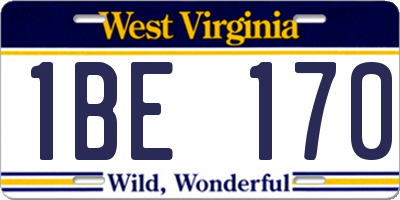 WV license plate 1BE170