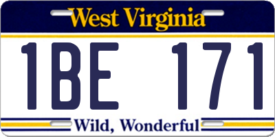 WV license plate 1BE171