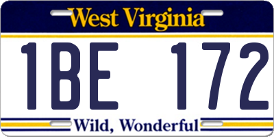 WV license plate 1BE172