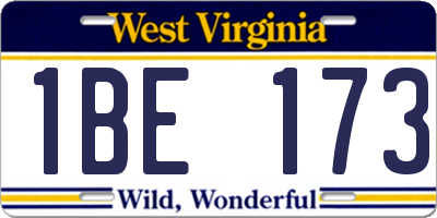 WV license plate 1BE173