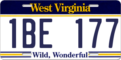 WV license plate 1BE177