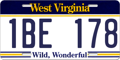 WV license plate 1BE178